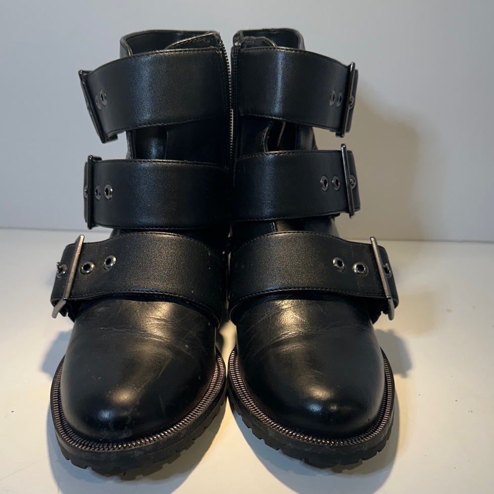 Blondo Black Leather Moto Boots with Buckles - Picture 5 of 7